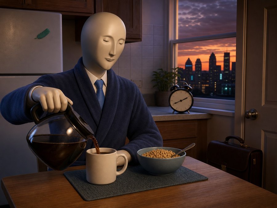 Breakfast at sunset — the day starts at 9pm